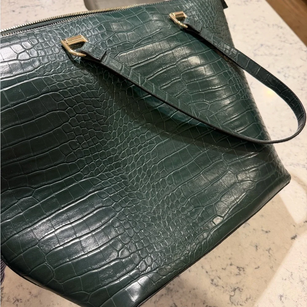 H&M faux crocodile work bag 17x10